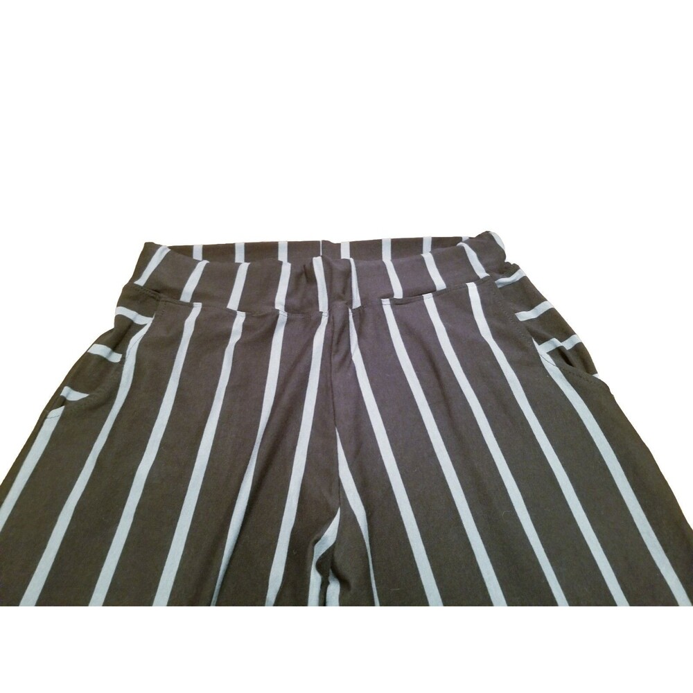 Lisa Bayne Pants Women Size Small Black Stripe High Rise Wide Leg USA (28x24.5) - Picture 2 of 5